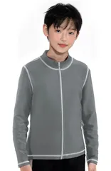 [Hixsun] キッズ スクール水着 キッズ スクールラッシュガード 女の子 男の子 無地 学校用水着 ラッシュガード [接触冷感・速乾・伸縮性・UVカット・UPF50+] フルジップ 子供ラッシュガード 水陸両用 紫外線対策 着脱簡単 130 140