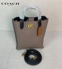 COACH WILLOW ウィロウ トート 16 コーチ CR676 ミニ　ハンドバッグ ショルダーバッグ 手提げバッグ 2WAY斜め掛けバッグ ペブル レザー　アウトレット品 グレー