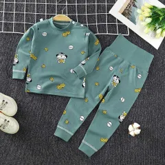☆ ダークグリーン×サル ☆ 110cm ☆ パジャマ キッズ lypj11108 パジャマ キッズ 長袖 上下セット ロングパンツ パンツ ズボン 長ズボン ルームウェア 部屋着 寝巻き 寝間着 子供パジャマ セットアップ 上下 セット