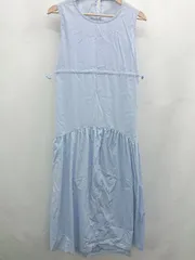 ◇ ⊂ mline エムライン バックオープン ノースリーブ 膝下丈 ワンピース サイズ1 ライトブルー レディース E  【1506110001771】