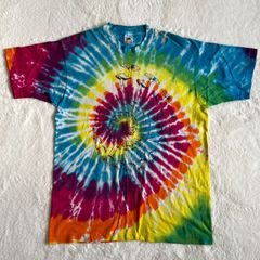 【90s TIE DYE Magic mushroom TEE】【フルーツオブザルーム】FRUIT OF THE LOOM USA製 アメリカ製 サイケデリック 絞り染め 希少 レア Tシャツ レイブ rave フェス