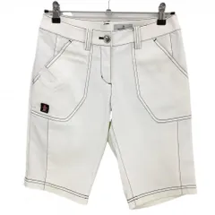 ★特価★マンシングウェア ハーフパンツ 白×黒 ステッチ サイド裾プリント レディース 9(M) ゴルフウェア Munsingwear