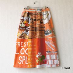リメイク スカート ペナントクロス 総柄  ゴム 中古素材【UR-0647】