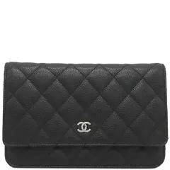 シャネル CHANEL チェーンウォレット マトラッセ チェーンウォレット キャビアスキン ブラック シルバー金具 黒 ココマーク  AP0250 20****** 【箱】【中古】