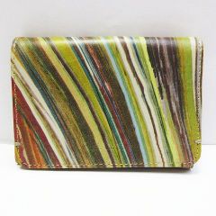 良品 Paul Smith ポールスミス マルチカラー レザー 名刺入れ カードケース グリーン系 ビジネス メンズ E047MF