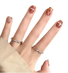 [Herbeluemily] ネイルチップ ネイルシール 24枚入り 付け爪 韓国 3D ネイルアート 簡単 初心者 F [Ｆ]