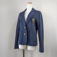 【グリーンレーベル】テーラードジャケット　紺ブレザー　40　L　レディース　金ボタン　綿　コットン　入学式　　卒業式　紺ブレ