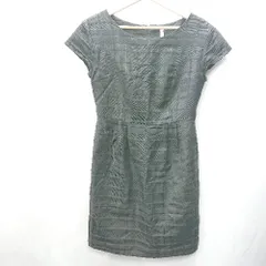 ◇ UNTITLED アンタイトル チェック柄 バックジップ 半袖 ひざ丈 ワンピース サイズ表記なし ブラック系 レディース E  【1404240000025】