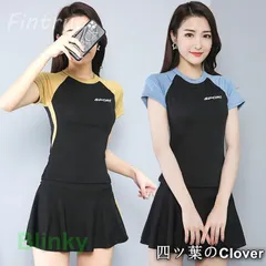 【美品・未使用新品】水着 レディース 体型カバー 水着ワンピース型 セパレート水着 半袖 黒 ショットパンツ 小胸バンドゥ 40代 オシャレ韓国風 スポーツ スイムウェア ママ水着