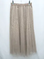◇ ◎ ●未使用● GU ジーユー タグ付 チュール プリーツ ロング丈 プリーツ スカート サイズL ブラウン レディース P  【1406110023561】