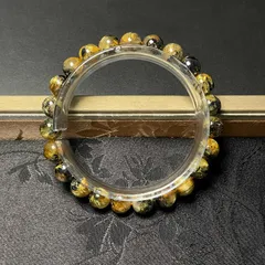 夢色 EU製★太陽花タイチンルチル★黄金針水晶 金運 開運 ゴールド ブレスレット パワーストーン 8.3-8.7mm ZB9260