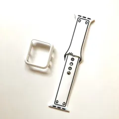 AppleWatch ベルト カバー コミック柄バンド 白 ホワイト アップルウォッチ 面白い かわいい E018【SHOPS T】