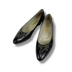 イヴサンローラン Yves saint Laurent パンプス　YSL スタッズ　ローヒール　35ハーフ　ブラック　レザー