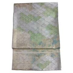 袋帯　正絹　六通　フォーマル　ゴールド　白　【o0026】