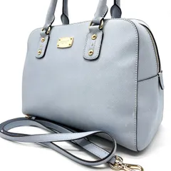 ?美品?Michael Kors マイケルコース ハンドバッグ 2way ショルダーバッグ ロゴプレート サフィアーノレザー 革 ブルー 水色 ユニセックス レディース