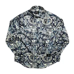 絞り染め風　ボヘミアン総柄長袖シャツ　karaku