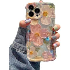QLTYPRI iPhone 12ケースTPUカバー おしゃれ 韓国 可愛い 花柄 薄型 軽量 耐衝撃 スマホケース ワイヤレス充電対応 ストラップホール付き アイフォン12 ケース 6.1インチ 対応 - グリーン 0のサムネイル