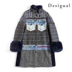 592y*Desigual デシグアル デニムパッチワーク風 デザインコートのサムネイル