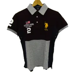 ユーエスポロアッスン ポロシャツ 半袖 コットン100% ブランド トップス メンズ XSサイズ エンジ×グレー U.S. Polo Assn 【中古】
