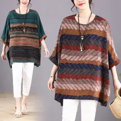チュニック 大きいサイズ チュニック ブラウス 五分袖 Tシャツ レディース大きいサイズ プルオーバー ゆったり トップス 総柄 カットソー チュニックワンピース フレアカジュアル エスニック風 ビッグシルエット 春 夏 秋 大人可愛い nvrhua05