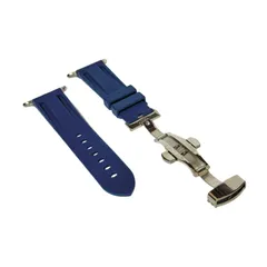 Apple Watch バンド シリコン Dバックル バタフライバックル ラバー ベルト メンズ 男性用 アップルウォッチブ ネイビー×シルバー 42 44 45 49mm