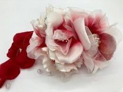 髪飾り  白・赤 花 421-a0034