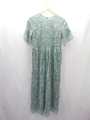 ◇ ⊂ UNITED ARROWS フラワーレースロングドレスワンピース 半袖 ロング ワンピース サイズM ミント系 レディース E  【1503060044858】