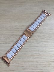 38/40mm アップルウォッチ バンド 調整器具付属 ベルト ステンレス Apple Watch ピンク×ホワイト 38-P×W