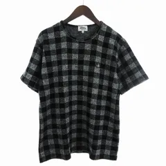ヴィヴィアンウエストウッドマン Vivienne Westwood MAN ニット 半袖 ウール混 ブロックチェック 刺繍 黒 グレー ブラック 44のサムネイル