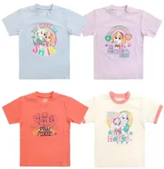 100cm【4枚セット】パウパトロール キッズ Tシャツ ライトブルー 綿100% 子ども 孫 ティーシャツ 半袖 保育園 幼稚園 2歳 3歳 4歳 P.PATROL