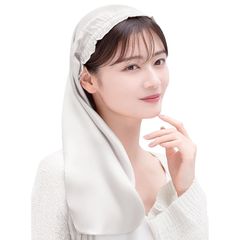 [COCOSILK] シルク ナイトキャップ ロングヘア用 シルクキャップ 筒型 ナイトキャップ ロング 髪 シルク100% 筒 ロングヘア 筒状 ヘアキャップ (60cm, Free Size, ホワイト)