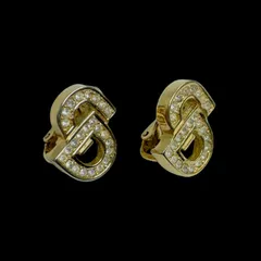 Christian Dior クリスチャンディオール イヤリング ヴィンテージ CDロゴモチーフ ラインストーン ゴールド