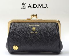 美品✨A.D.M.J. 長財布 クロコ型押し 王冠 金エンブレム 黒 レザー 