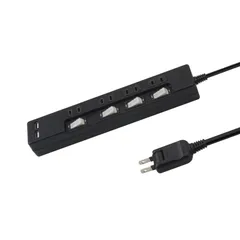 STYLED USB付き電源タップ 1m 延長コード 合計2.4A出力 18ヵ月 USBポート 2ポート ACコンセント 4個 USB充電 急速充電 雷ガード 個別スイッチ 1400W (コンセント4口・USB2.4A, コード1m・ブラック・1個) 0