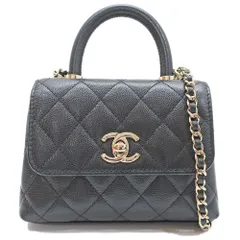 【天白】シャネル エクストラミニ ココハンドル バッグ ココマーク キャビアスキン 黒 チェーンクラッチ AP4244 未使用