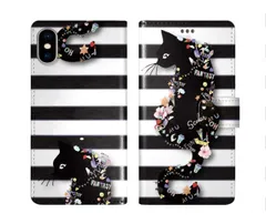  iPhone16 Pro ケース スカラー スマホケース 手帳型 iPhone16 Plus ケース アイフォン16 15 14 13 12 11 スマホカバー 全機種対応 手帳 ScoLar ネコ ボーダー クロネコ フラワー かわいい