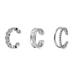 【数量限定】ノンホールピアス 耳掛け 挟む 軟骨ピアス イヤーカフ【3個入り】フェイクピアス 片耳用 レディース シルバー イヤリング ピアス穴不要 誕生日 Coollooda 記念日 3種類