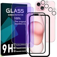 対応 iPhone 15 フイルム ブルーライトカット ガイド枠付き 【2+2枚セッ- AGC旭硝子素材】 iPhone15 ガラスフイルム 【2枚】+ レンズフィルム 【2枚】 アイフォン 15 液晶保護フィルム 強化ガラス レンズ保護フィルム ケ