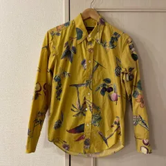 【未使用級】CABaN ボタニカル 花柄 シルク シャツ シェルボタン M 未使用級】CABaN ボタニカル 花柄 シルク シャツ シェルボタン M