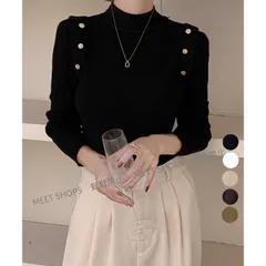 【新品未使用】メタルボタンニットトップスプチハイネック vmsjx146