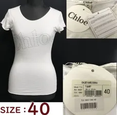 タグ付新古品/イタリア製★クロエ/Chloe★ロゴプリント/ストレッチ/半袖Tシャツ【40/レディースM-L程度/白/white】◆cBH897<sale>のサムネイル