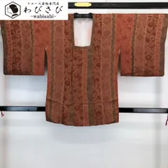 道行コート 縦縞 花柄織模様 樺色 H-4072