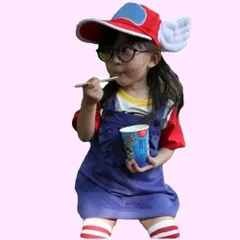 Color:女の子_Size:130センチメートル (x 1) lucky lemon ハロウィン仮装 キッズ コスプレ アラレちゃん風 5点セット 男の子 女の子 ロンパース コスプレ 衣装 キッズ 子供 仮装 ワンピース 舞台 演出 (女の子,130cm)