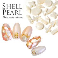 [Free Shipping] Rhinestones - Flat, Round, Oval, Bar, Cross, Star, Triangle - Nail Art, Nail Jewelry, Gel Nails, Shell Parts, Shell Stones, Nail Supplies, Decoration, Nail Parts, Decoration Supplies, Gel Nail Art, Nail Studio [Shell Pearl Style Stones]