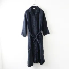 フォグリネンワーク fog linen work リネンベルテッドワンピースコート＼ネイビー ドレス 前開き アウター【2400014639490】のサムネイル