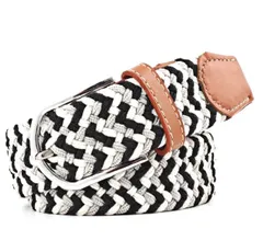 【ブラック×グレー×ホワイト】ベルト メッシュベルト ゴムメッシュベルト 穴なし メンズ レディース おしゃれ 編み込み 編み込みベルト ゴムベルト 無段階 サイズフリー ストレッチ ミックスカラー スポーツ ゴルフ カジュアル 太 紳士 送料無料 ギフト