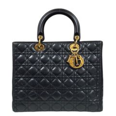 ディオール レディディオール ラージ カナージュ ハンドバッグ レザー ブラック レディース  Dior  中古 ディオール