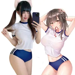 数量限定　宴会 余興 仮装 イベント ハロウィン レディース コスチューム 上下セット コスプレ コスプレ 女子高生 競泳水着 スクール水着 靴下付き スク水 スポーツ チアガール 体操着 (6913ブルー) ブルマ セクシー 体操服 [SENMHS]