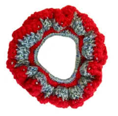 ハンドメイド　フリルシュシュ　ボリュームシュシュ　ヘアゴム　ヘアアクセサリー　編み物