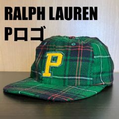 Ralph Lauren Pロゴ タータンチェック ウールキャップ グリーン